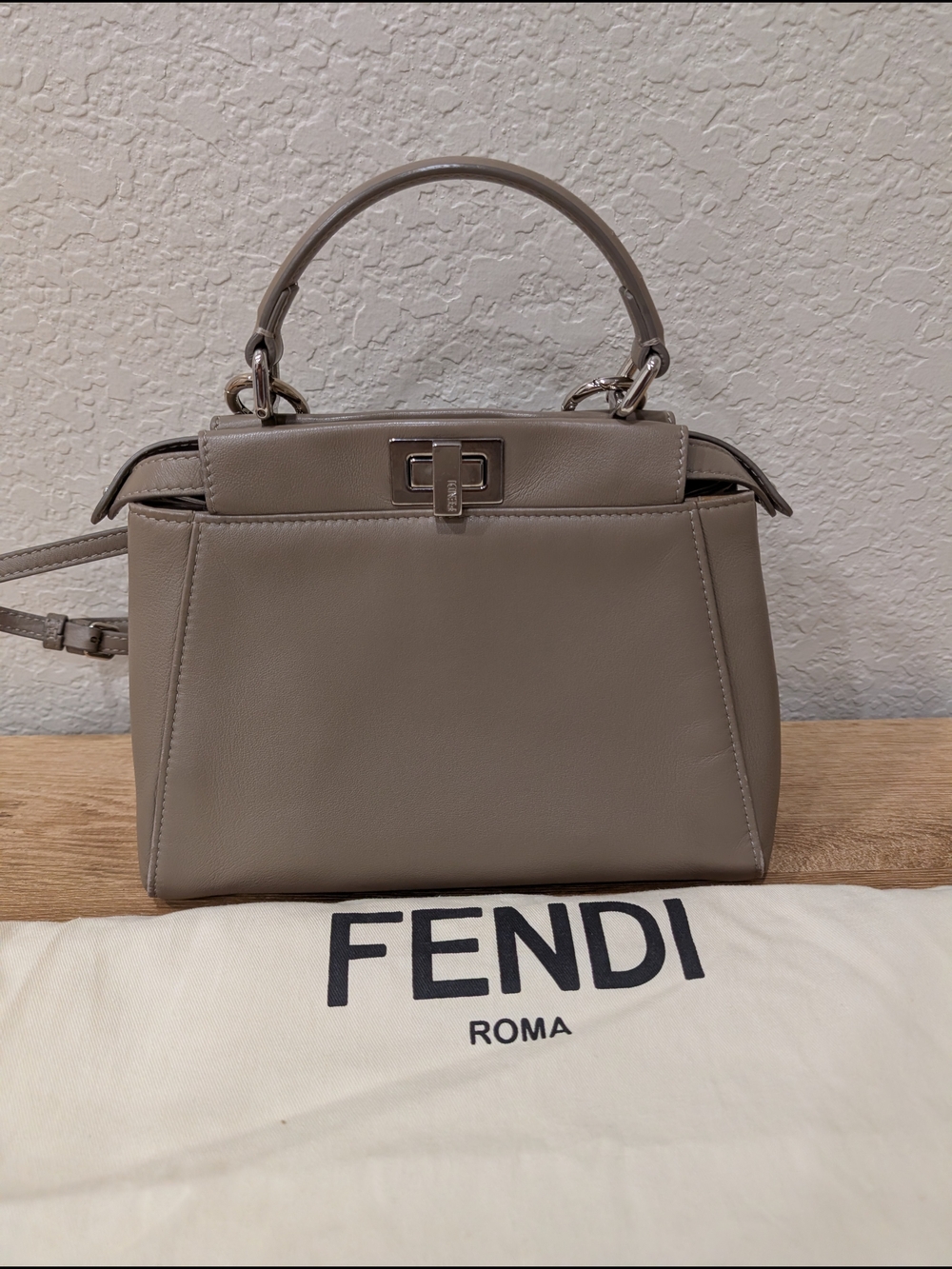 Fendi Peekaboo Iconic Top Handle Bag in Taupe